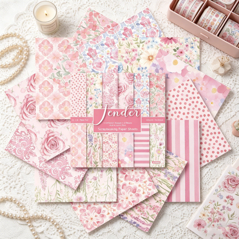 24PCS 6" Floral Scrapbook Paper & Cardstock