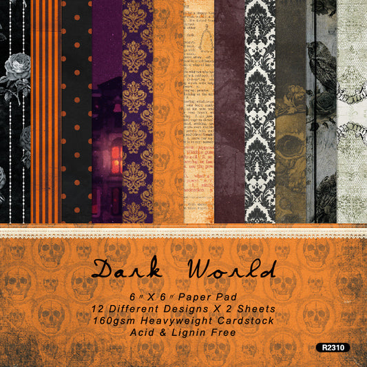 24PCS 6" Dark World Scrapbook Paper & Cardstock