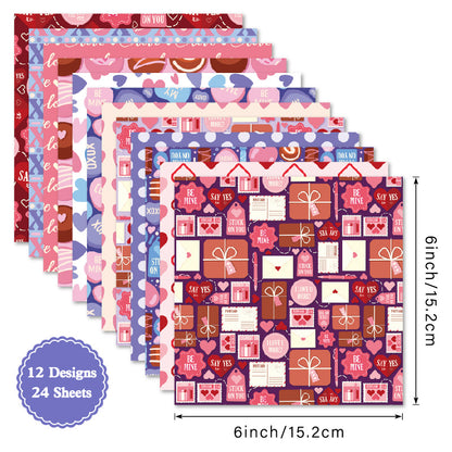 24PCS 6" Valentine's Day Scrapbook Paper & Cardstock