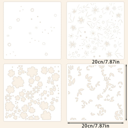 4 PCS Pretty Flowers Pattern DIY Painting Hollow Stencil