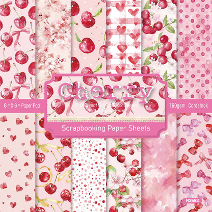 24PCS 6" Cherry Scrapbook Paper & Cardstock