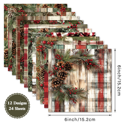 24PCS 6" Timber Scrapbook Paper & Cardstock