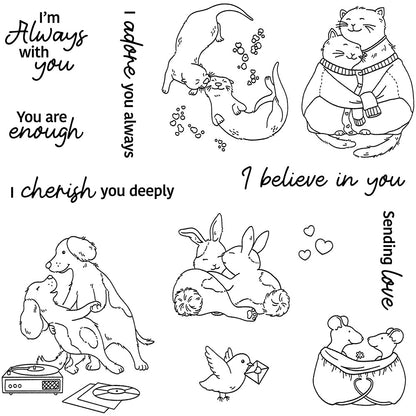 Animals In Pairs Dies & Stamps Set