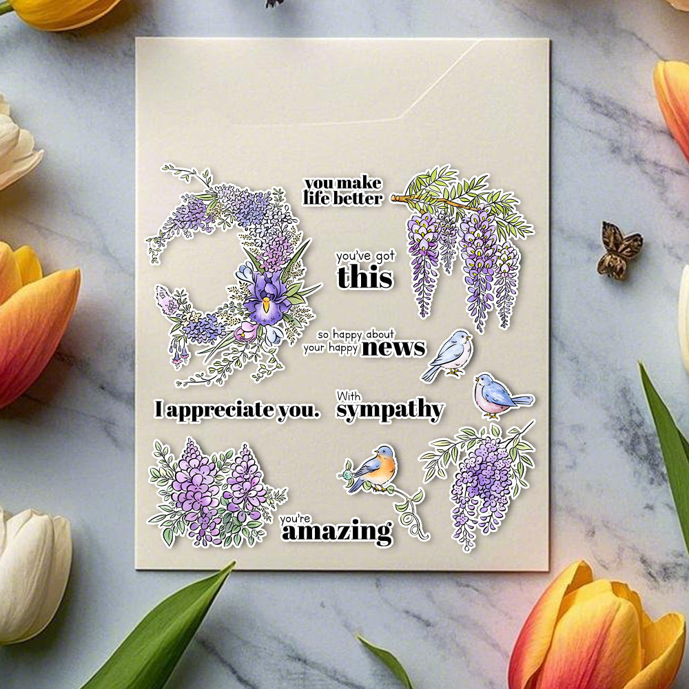 Wisteria Flowers Clear Stamps