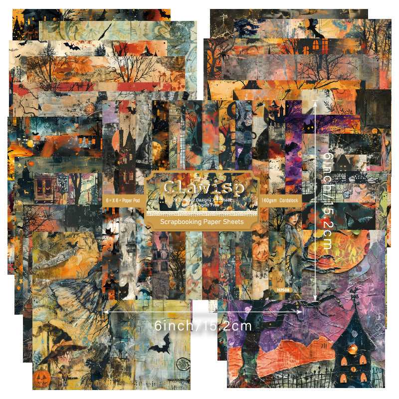 24PCS 6" Halloween Theme Scrapbook Paper & Cardstock