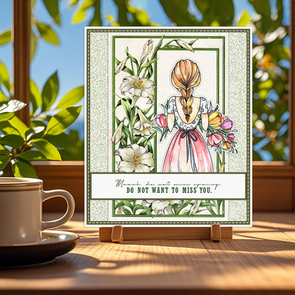 Spring Flowers Girl Clear Stamps