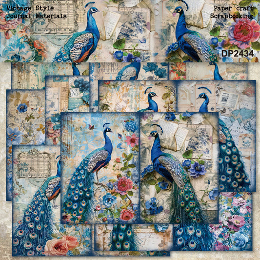 A5 Beautiful Peacock DIY Scrapbook Paper