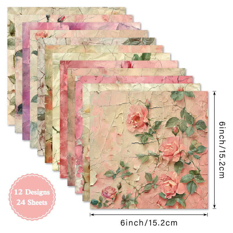 24PCS 6" Flowers Scrapbook Paper & Cardstock