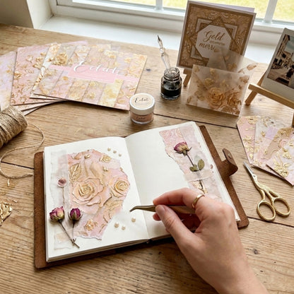 24PCS 6" Gold Floral Scrapbook Paper & Cardstock