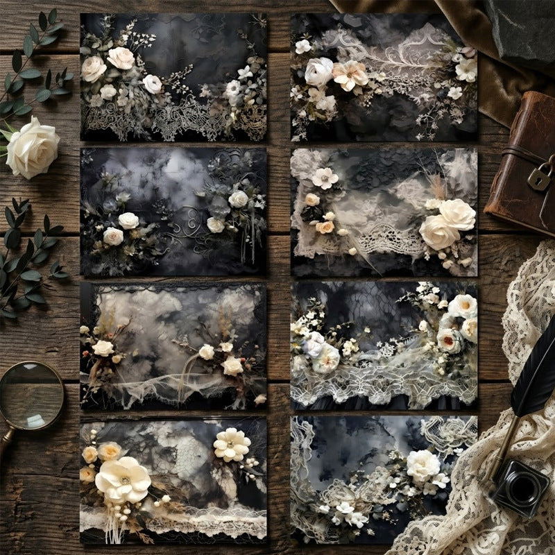 A5 Dark Lace Flowers Journal Scrapbook Paper