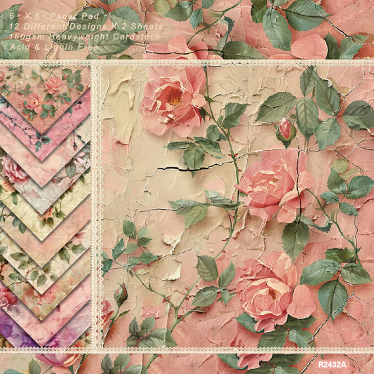 24PCS 6" Flowers Scrapbook Paper & Cardstock