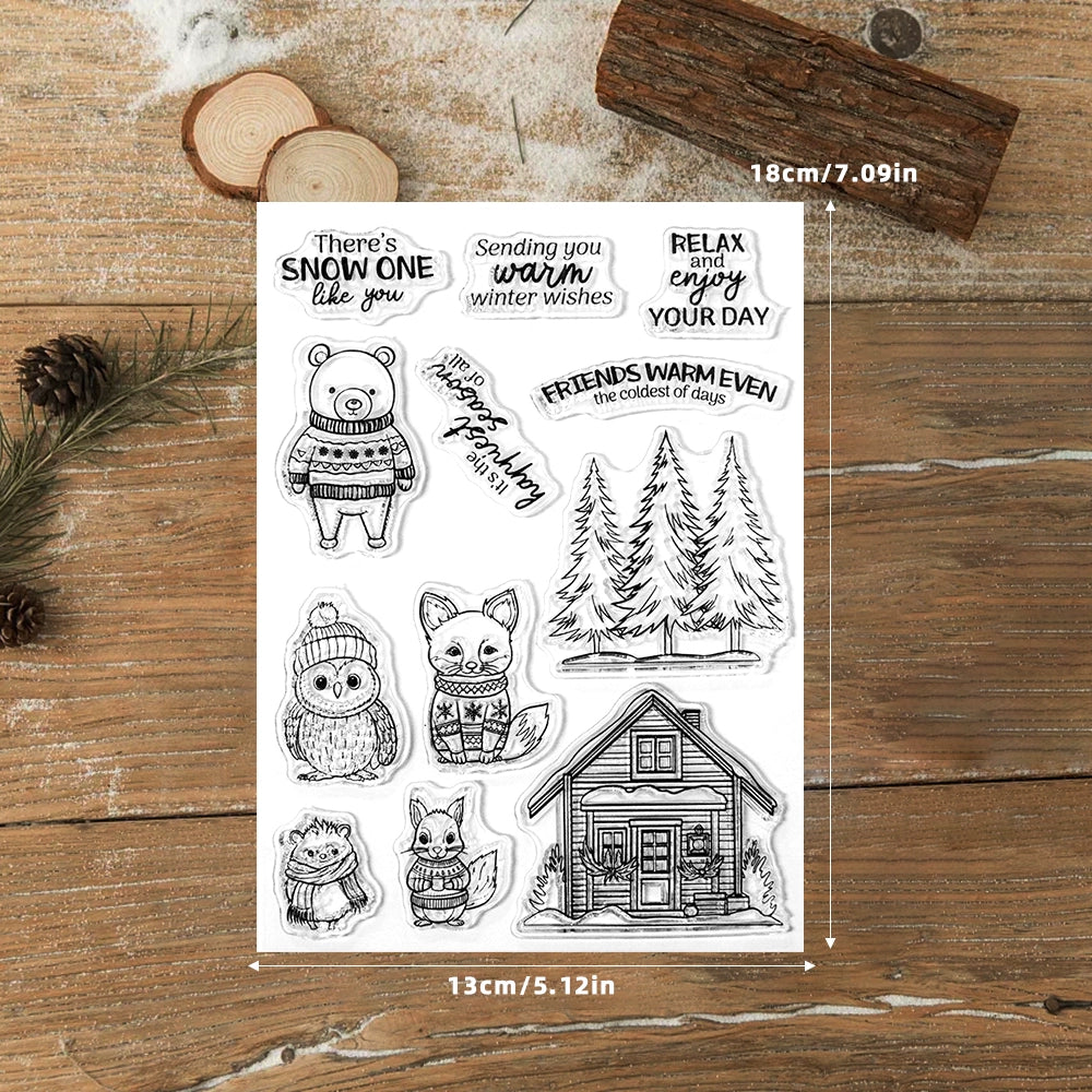 Winter Animal Tree House Dies & Stamps Set