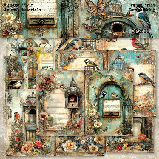 A5 Vintage Birds Journal Scrapbook Paper