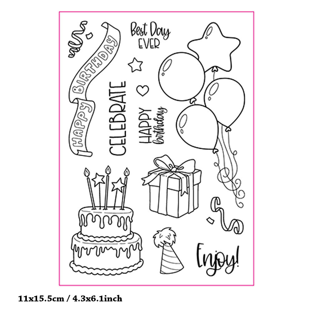 Happy Birthday Balloon Cake Clear Stamps