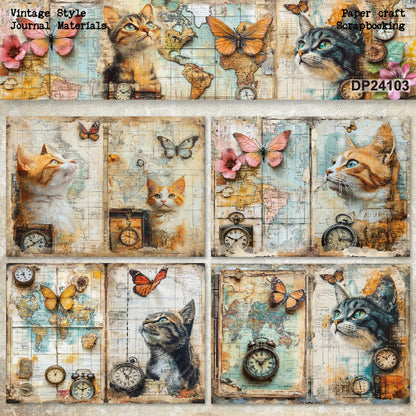 A5 Butterflies and Cats Journal Scrapbook Paper