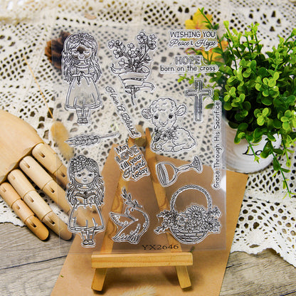 Little Girl and Flowers Clear Stamps