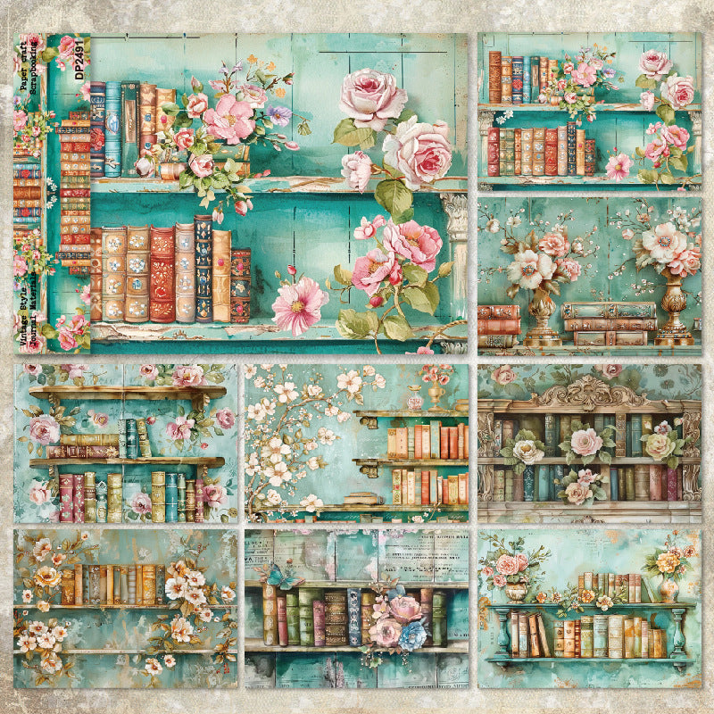 A5 Romantic Bookcase Journal Scrapbook Paper