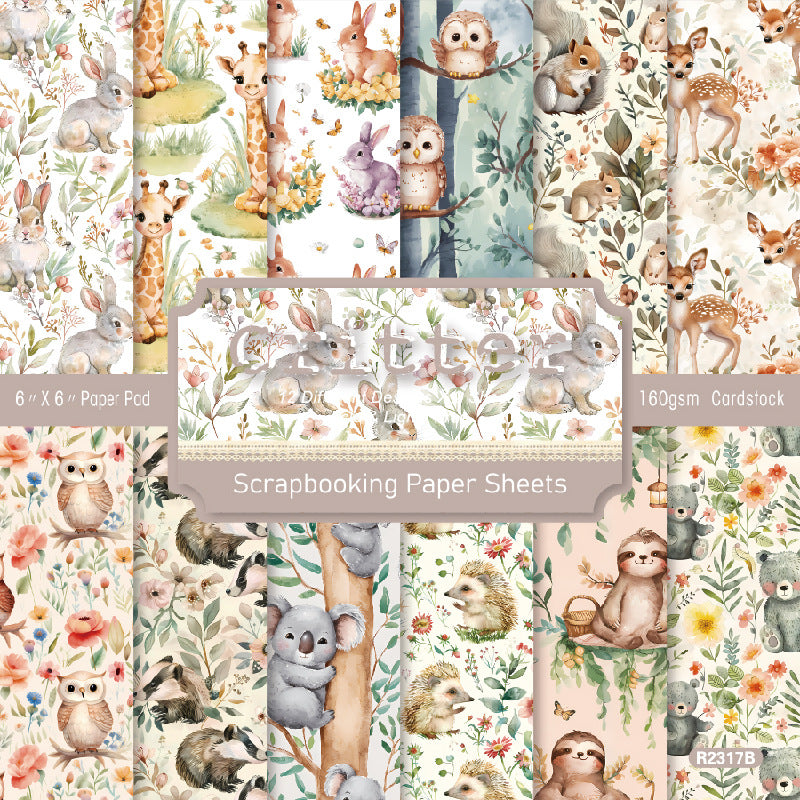 24PCS 6" Critter Scrapbook Paper & Cardstock