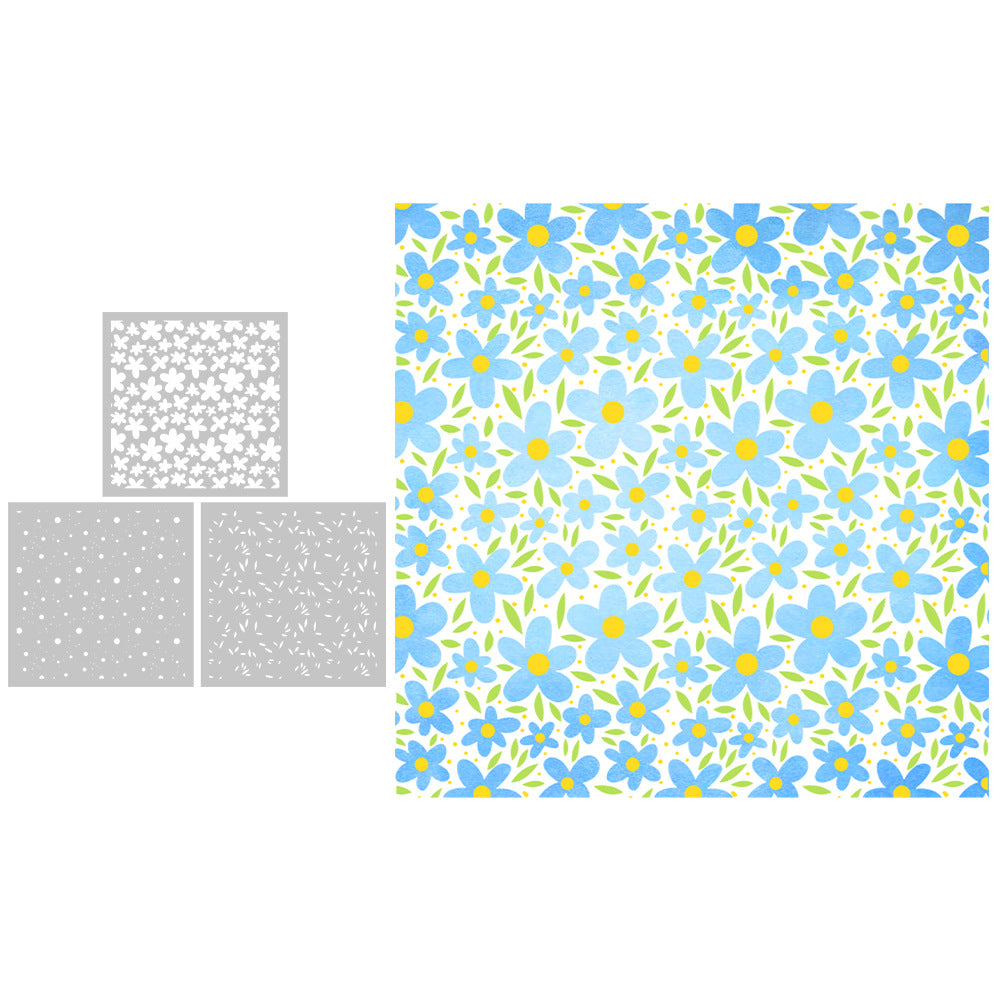 3 PCS Flower Pattern DIY Painting Hollow Stencil