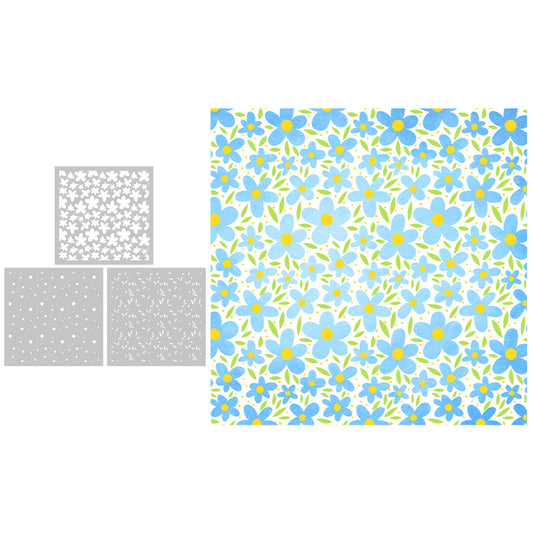 3 PCS Flower Pattern DIY Painting Hollow Stencil