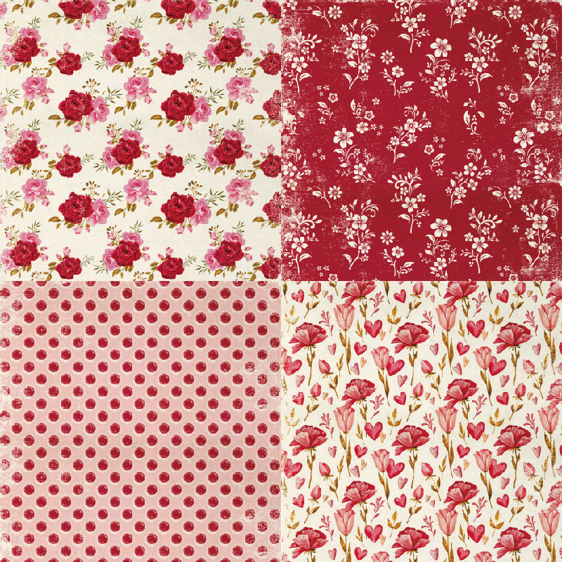 24PCS 6" Beautiful Rose Scrapbook Paper & Cardstock