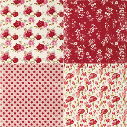 24PCS 6" Beautiful Rose Scrapbook Paper & Cardstock