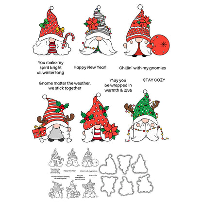 Christmas Cartoon Gnome Dies & Stamps Set