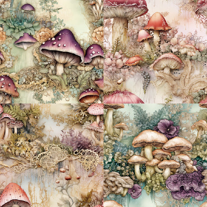 24PCS 6" Mushroom Fairy Scrapbook Paper & Cardstock