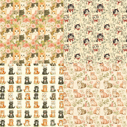 24PCS 6" Vintage Cats Scrapbook Paper & Cardstock