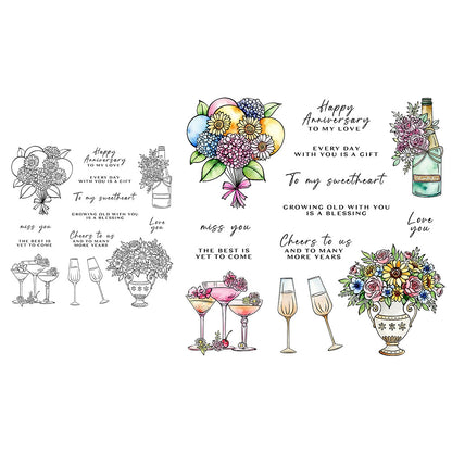 Champagne Flowers Clear Stamps