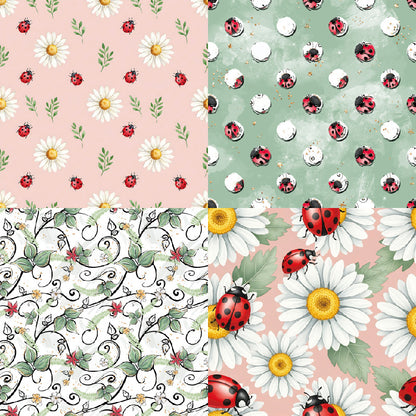 24PCS 6" Ladybug Charm Scrapbook Paper & Cardstock