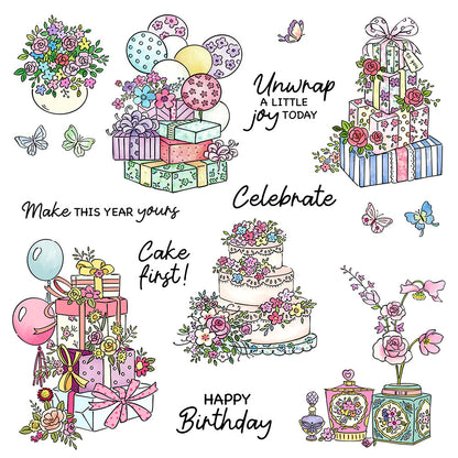 Cake and Flowers Clear Stamps
