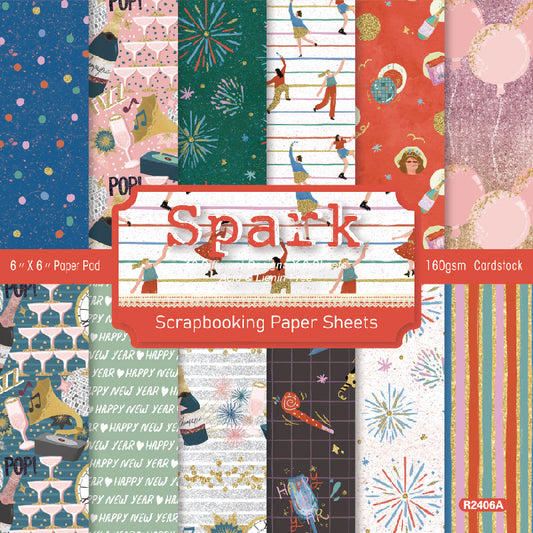 24PCS 6" Spark Scrapbook Paper & Cardstock