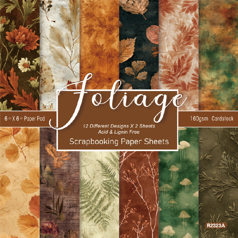 24PCS 6" Foliage Scrapbook Paper & Cardstock