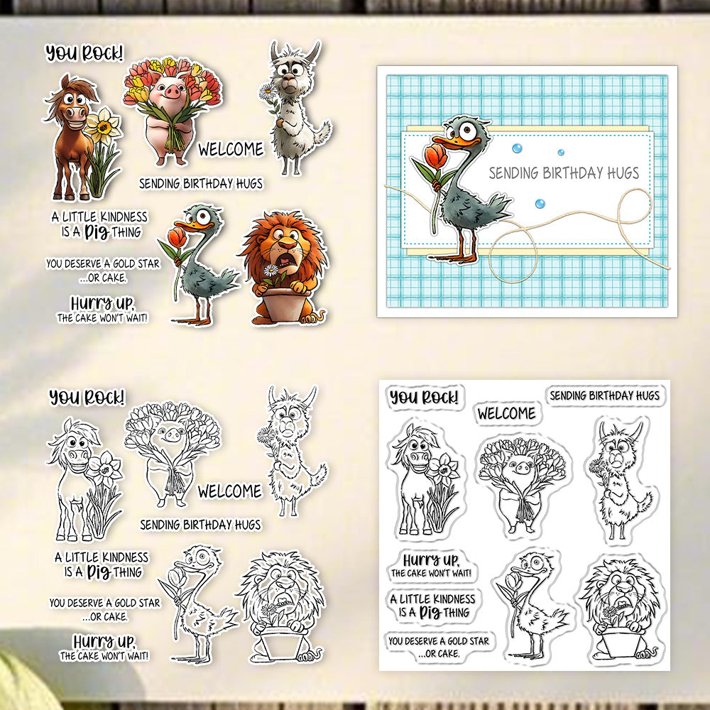 Cute Animals and Flowers Clear Stamps