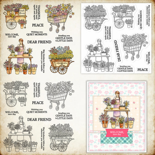 Flower Stall Girl Clear Stamps