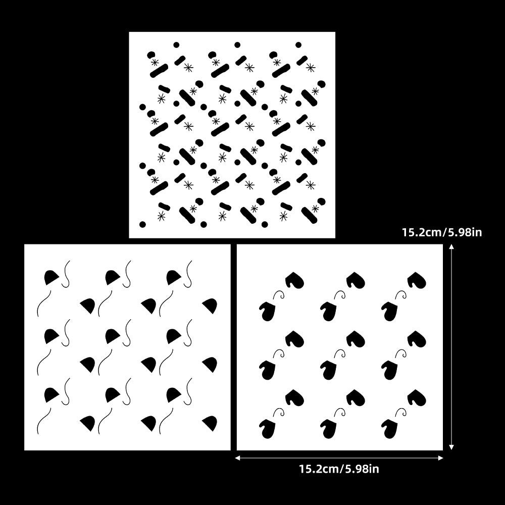 3 PCS Hats and Gloves Pattern DIY Painting Hollow Stencil