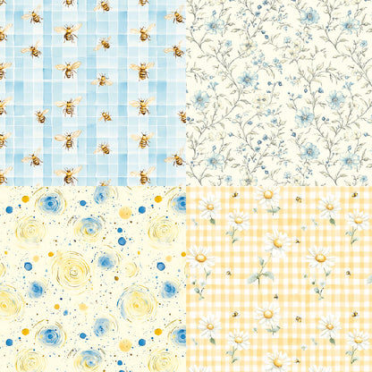24PCS 6" Bee Check Scrapbook Paper & Cardstock