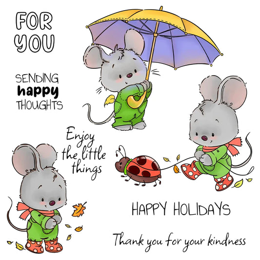 Cartoon Little Mouse Dies & Stamps Set