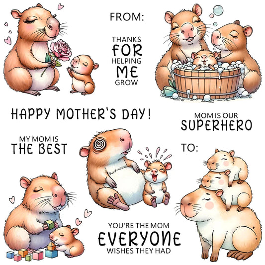 Mom Baby Capybara Dies & Stamps Set