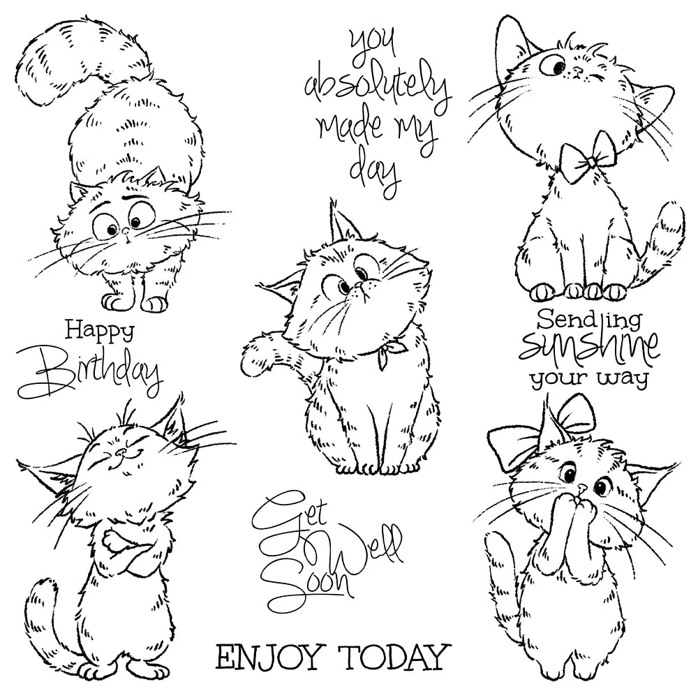 Cute Kitty Cats Dies & Stamps Set