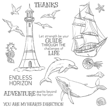 Lighthouse Boat Dolphin Dies & Stamps Set