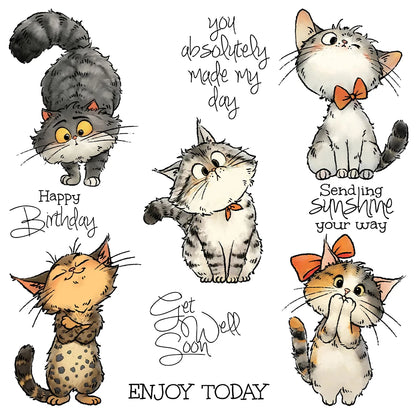 Cute Kitty Cats Dies & Stamps Set