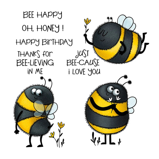 Cute Cartoon Bees Dies & Stamps Set
