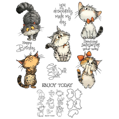 Cute Kitty Cats Dies & Stamps Set