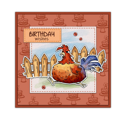 Cute Funny Fat Chicken Dies & Stamps Set