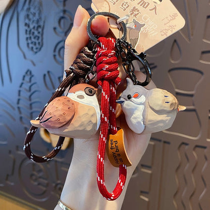 Creative Handmade Wood Carving Bird Keychain
