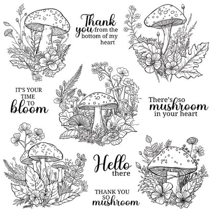 Natural Mushrooms Dies & Stamps Set