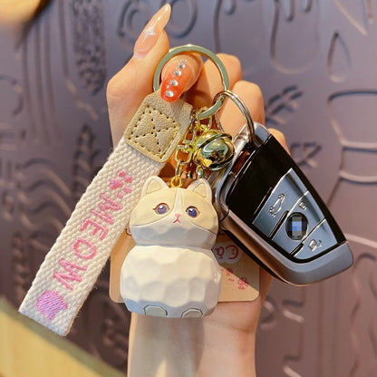Creative Wooden Carving Cute Cat Keychain