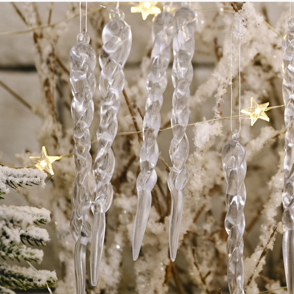 12Pcs Christmas Creative Transparent Icicle Pendant Decorations